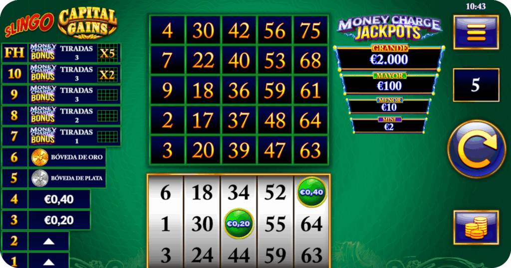 imagen del panel de juego de slot Capital Gains Slingo 