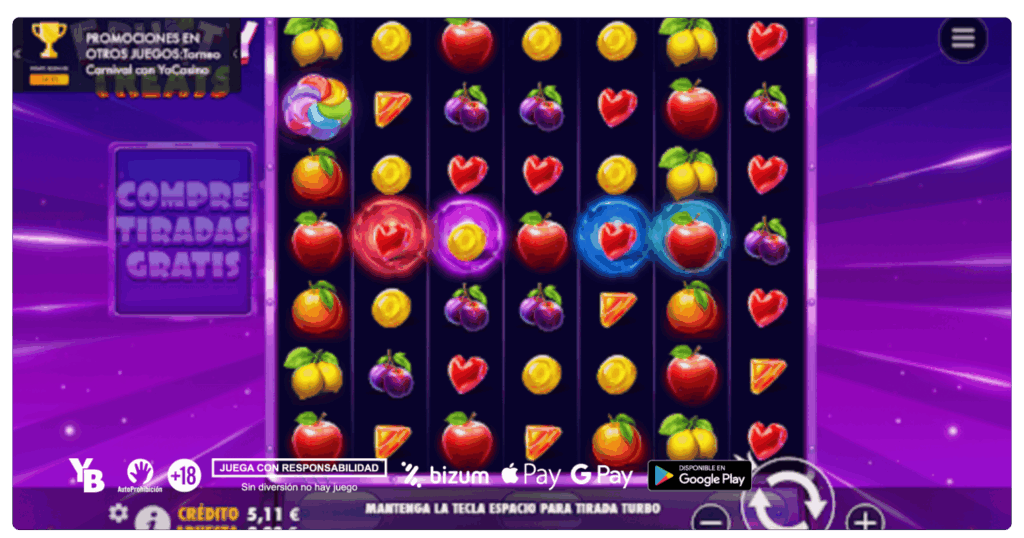 Tragaperras Fruity Treats en YoBingo