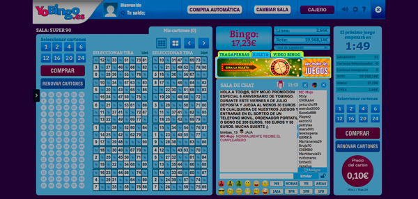 Acceso a la ruleta online desde sala bingo